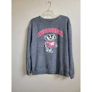 Boxcraft Wisconsin Badgers Big Mascot Logo Women Crewneck Sweatshirt Pullover XS